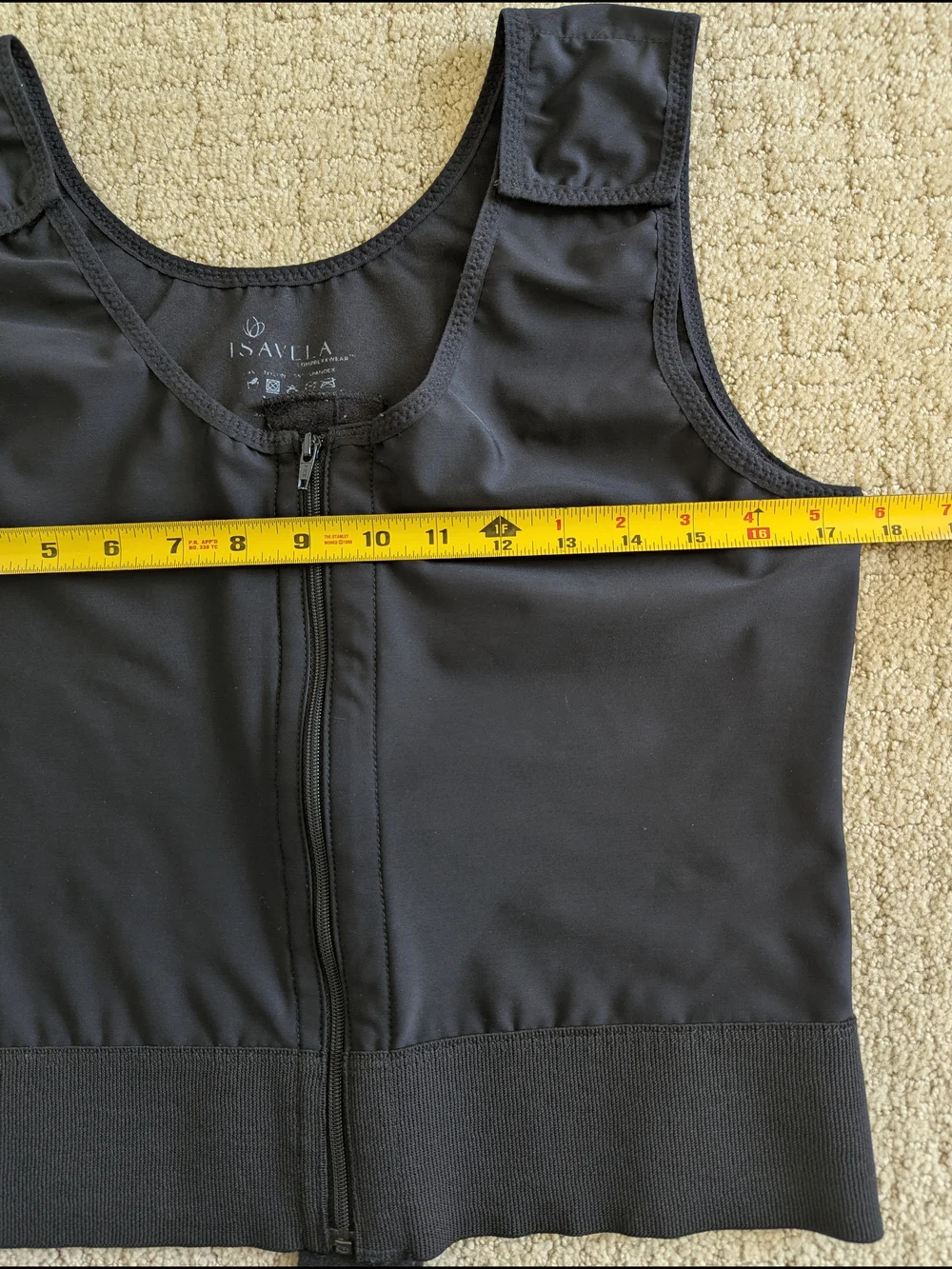 ISAVELA Compression Vest Mens L Black Short Stage 1 Surgery Recovery Adjustable
